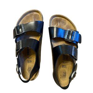 Birkenstock Milano Sandals 39 EU 8.5 W Shoes Black Leather Women Buckle